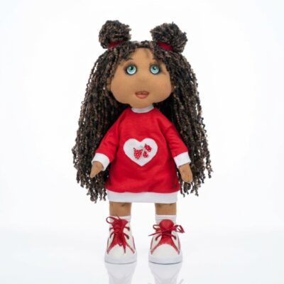 Fabric Doll 13 inches tall by Art Anna. Textile doll handmade work